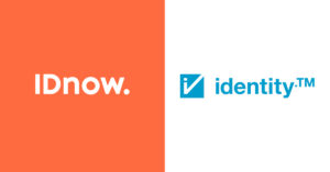 IDnow and identity logo with orange and white background