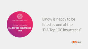 IDnow is happy to be listed as one of the "DIA Top 100 insurtechs" with white background